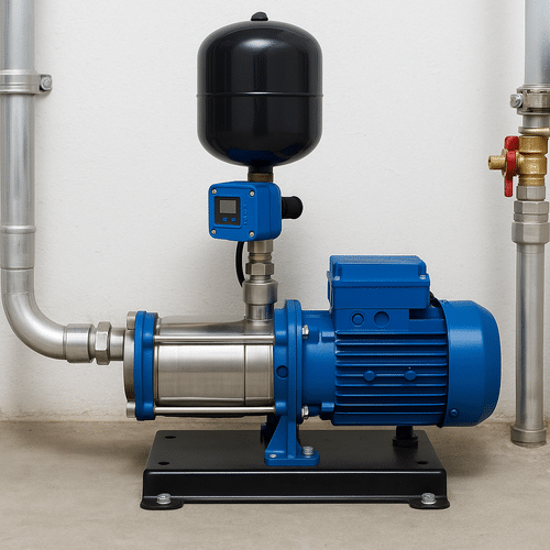 Water pressure booster pump with expansion tank and electronic controller